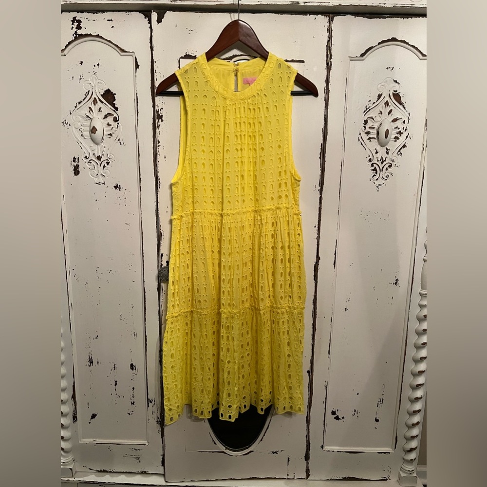 SOLD NWOT Lilly Pulitzer Indira Eyelet Dress in Lemon | L - Picture 12 of 12